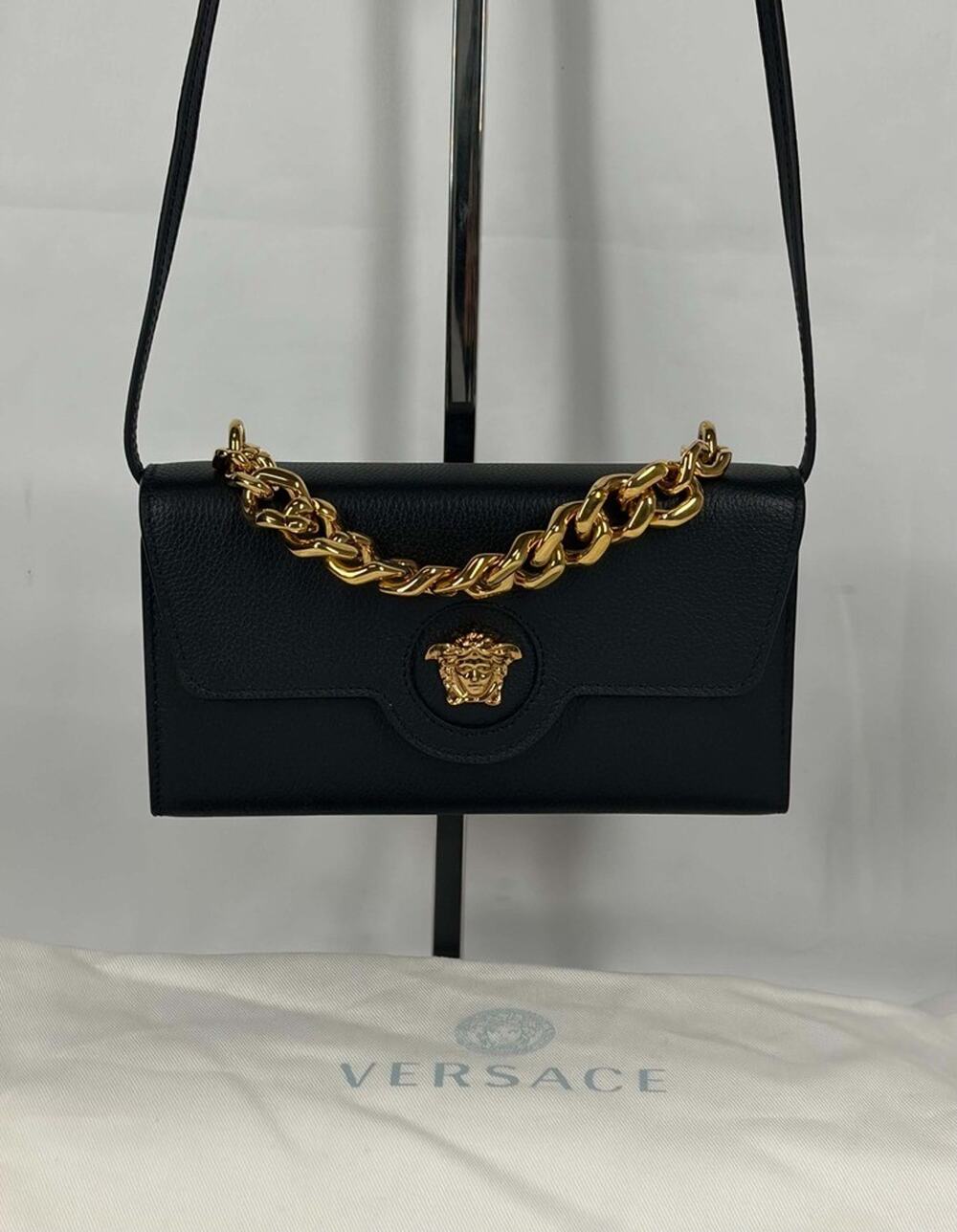 Versace La Medusa Tri-fold Leather Wallet On Chain SPB JA-366586